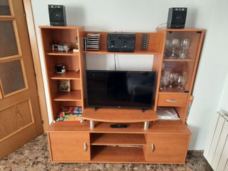 Mueble TV Salón Madera y Cristal