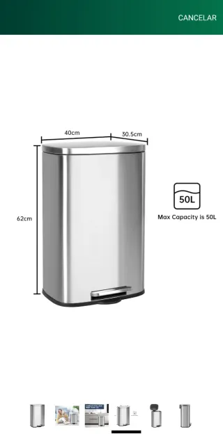 Cubo de basura con pedal 50L