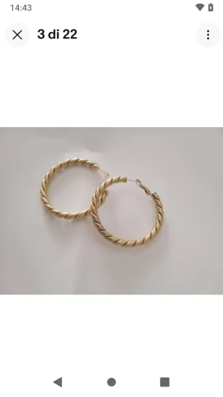 B408 Orecchini cerchio torciglione inox oro 5 cm