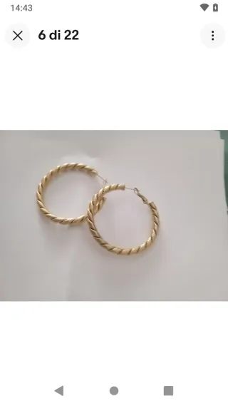 B408 Orecchini cerchio torciglione inox oro 5 cm