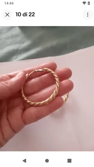 B408 Orecchini cerchio torciglione inox oro 5 cm