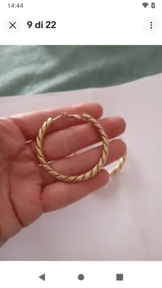 B408 Orecchini cerchio torciglione inox oro 5 cm