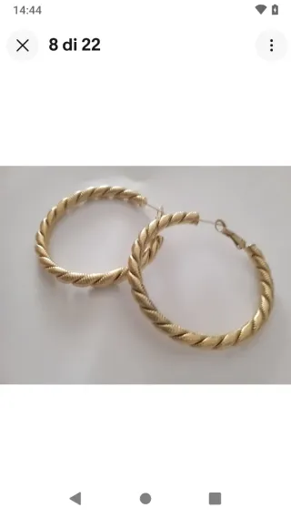 B408 Orecchini cerchio torciglione inox oro 5 cm