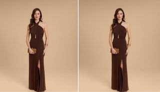 Vestido marrón El Corte Inglés Talla XS