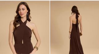 Vestido marrón El Corte Inglés Talla XS