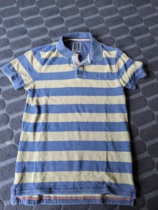 2 Camisetas Polo Rayas Beige y Azul