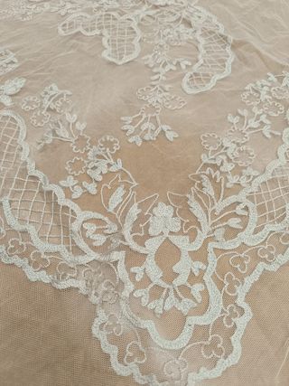 Delantal Fallera Tul Bordado Beige sin lent.