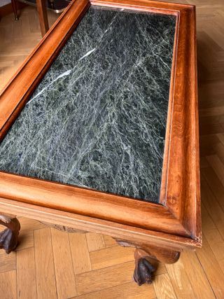 Mesa centro vintage mármol y madera
