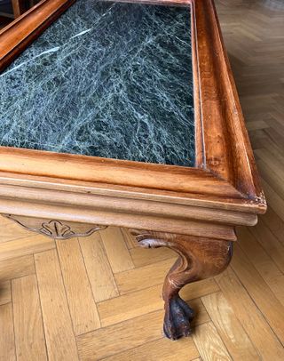 Mesa centro vintage mármol y madera
