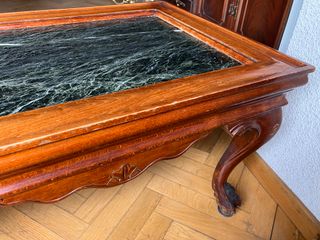 Mesa centro vintage mármol y madera