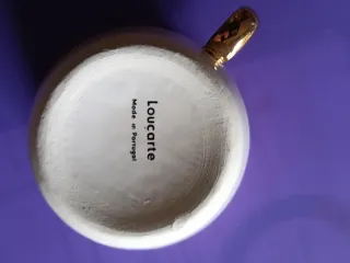 Juego de café porcelana con detalles dorados