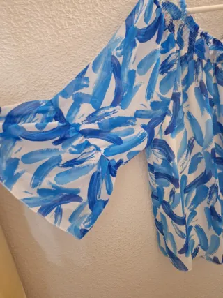 Blusa mujer estampado azul y blanco talla XXL