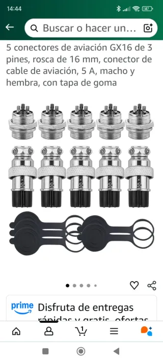 Conectores Aviación GX16 3 Pines Macho/Hembra