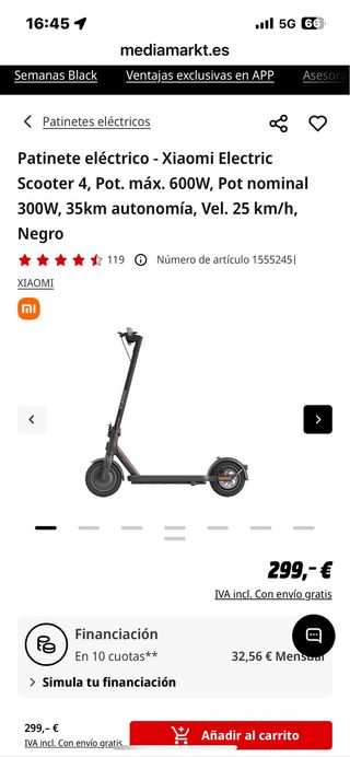 Patinete Eléctrico Xiaomi 4