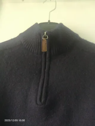 Jersey lana azul cuello alto cremallera S