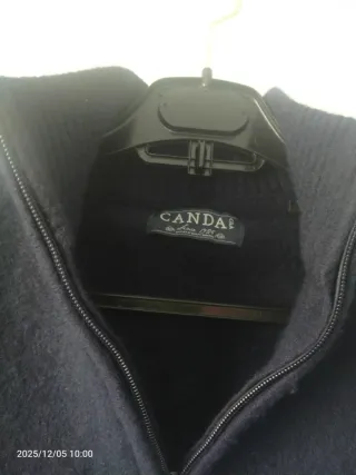 Jersey lana azul cuello alto cremallera S