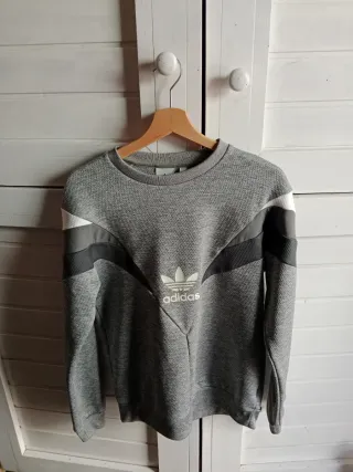 Sudadera Adidas Gris y Blanca