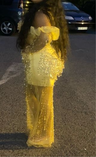 Vestido Gitano Dorado, echo a mano