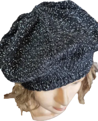 Cappello donna nero con fili argento