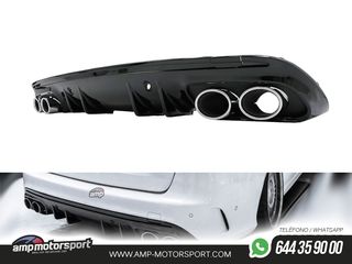 DIFUSOR TRASERO CON COLAS CROMO MERCEDES CLASE C KOMBI/SEDAN W205 NEGRO BRILLO