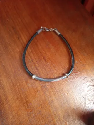 Pulsera Plata Ley y Caucho