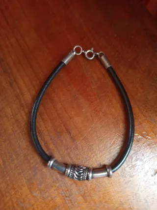 Pulsera Plata Ley y Caucho