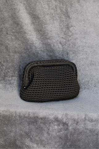 Borsetta clutch nera uncinetto