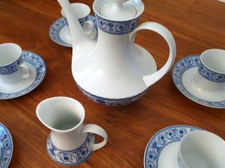 Juego de café porcelana azul y blanco