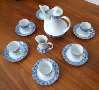 Juego de café porcelana azul y blanco