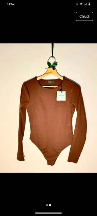 Body donna manica lunga marrone