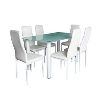 Conjunto mesa comedor cristal y 6 sillas
