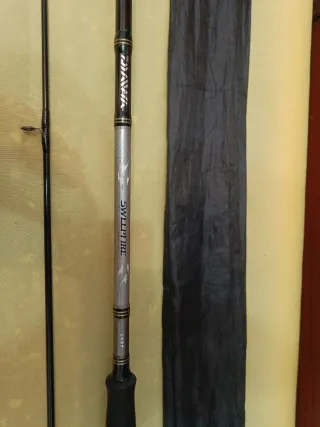 Caña de pesca con carrete y señuelos