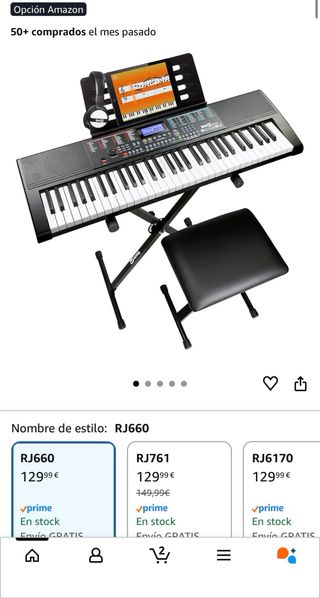 Teclado musical con soporte y auriculares