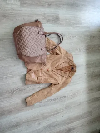 Blazer Zara Piel Talla 38 + Bolso