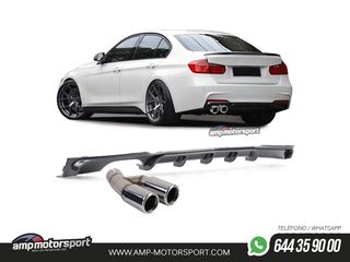 DIFUSOR TRASERO EN CARBONO PARA BMW SERIE 3 F30/F31 + COLA CROMO