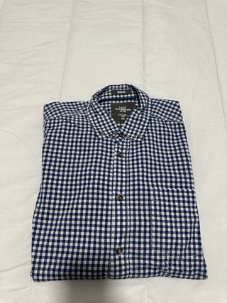 Camisa H&M cuadros azul y blanco Talla L