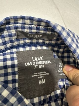 Camisa H&M cuadros azul y blanco Talla L