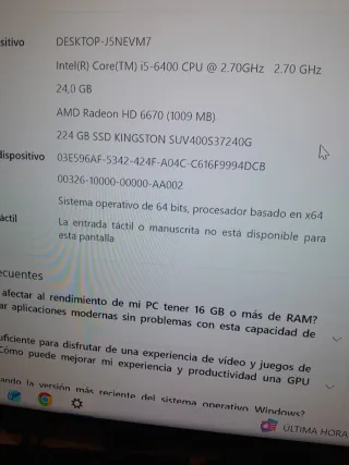 PC Asus i5 6400 24GB RAM