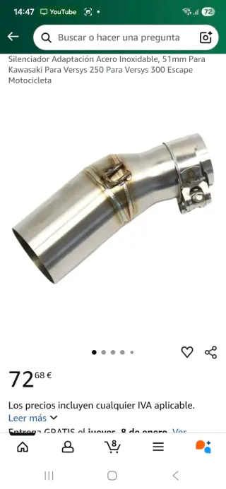 Adaptador Silenciador Tubo Escape Moto