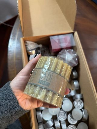 Lotto candele varie + portacandela IKEA