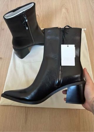 Botín Zara Marrón Puntiagudo Tacón