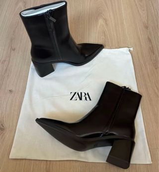 Botín Zara Marrón Puntiagudo Tacón