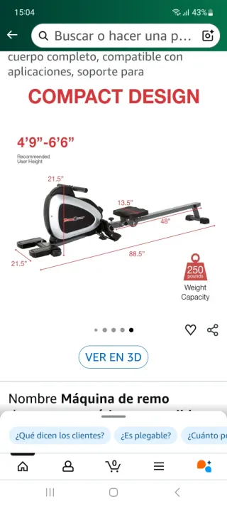 Máquina de Remo Magnética Bluetooth