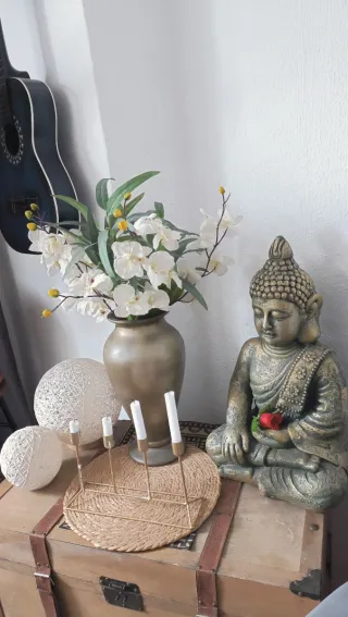 Figura Buda Decoración, planta vela lampara