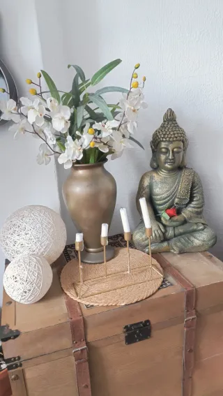 Figura Buda Decoración, planta vela lampara