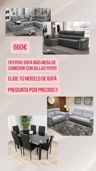 Sofá, Mesa de Comedor y Sillas