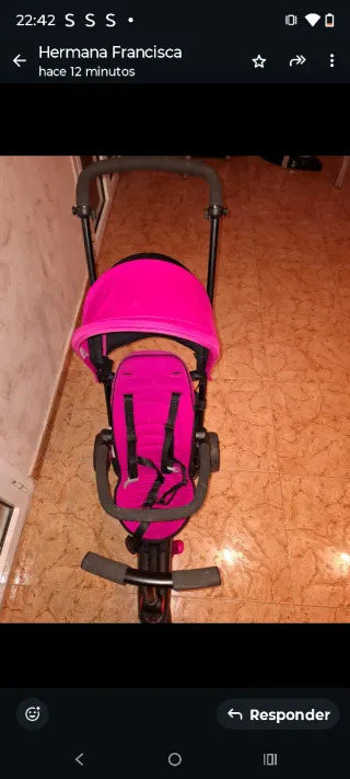 Triciclo infantil rosa y negro