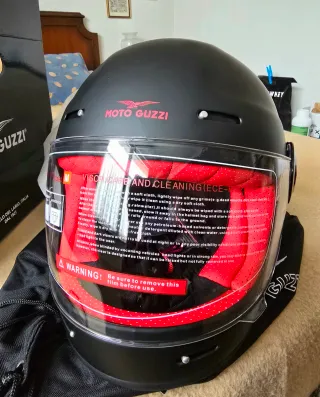 Casco Retro Moto Guzzi Negro Mate