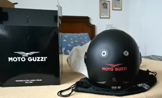 Casco Retro Moto Guzzi Negro Mate