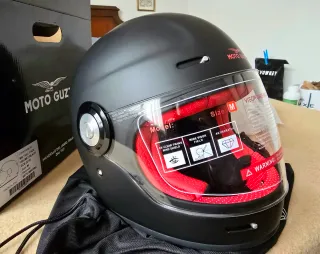 Casco Retro Moto Guzzi Negro Mate